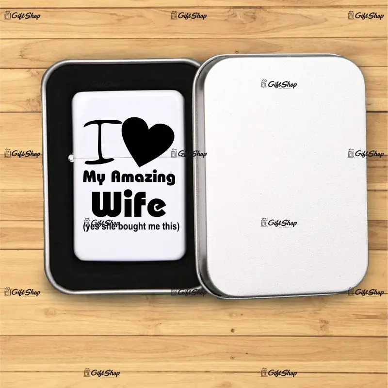 I love my amazing wife, bricheta metalica gravata laser cu mesaj